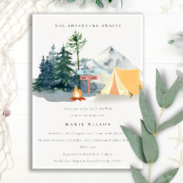 Bebisstölder för Gräs Camping Mountain Baby Shower Inbjudningar
