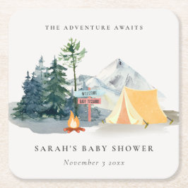 Bebisstölder för Gräs Camping Mountain Baby Shower Underlägg Papper Kvadrat