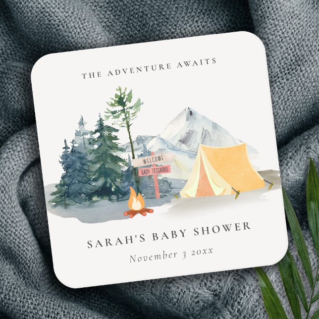 Bebisstölder för Gräs Camping Mountain Baby Shower Underlägg Papper Kvadrat (Skapare uppladdad)