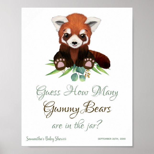 Bebisstöldsskylt Hur många gummibjörnar i Burk Poster (Framsidan)