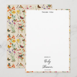 Bebisstövel för Watercolor Wildblommor Butterflies Tack Kort