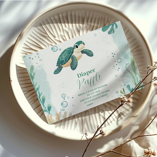 Bebisstövling Sea Turtle Watercolor Diapper Raffle Tilläggskort (Skapare uppladdad)