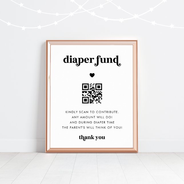 Bebisvisningsskylt för Retro Script Heart Diaper F Poster (Skapare uppladdad)