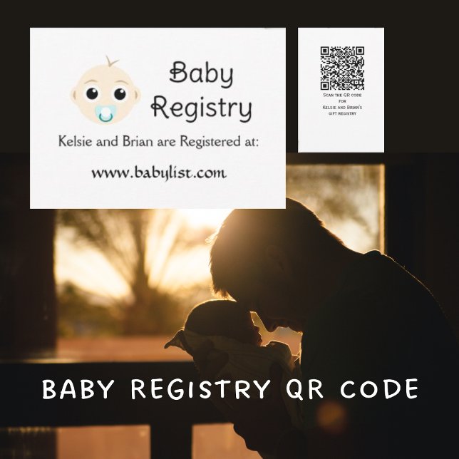 Bebisvykort för QR-kod i registret Baby Inbjudningar (Baby Registry QR Code Baby Shower Enclosure Cards)