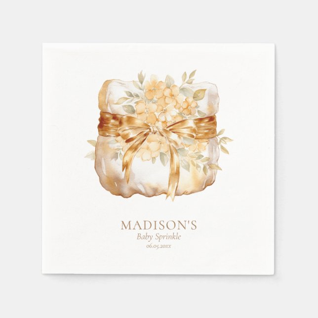 Beblixtfotografi för babykläder i Beige Guld Pappersservett (Framsidan)