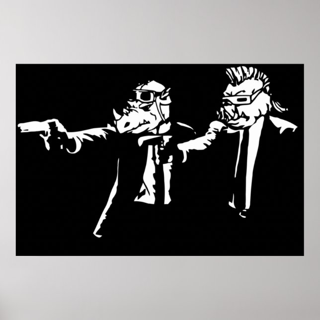 Bebop Rocksteady Thug Livslångt Pfiction Mashup Poster (Framsidan)