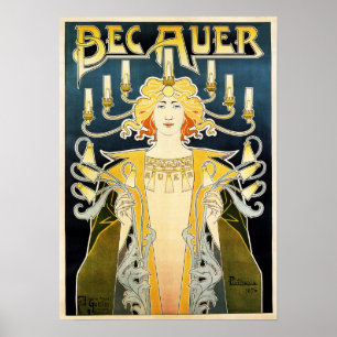 BEC AUER 1896 Bensinljus för glödgas Poster