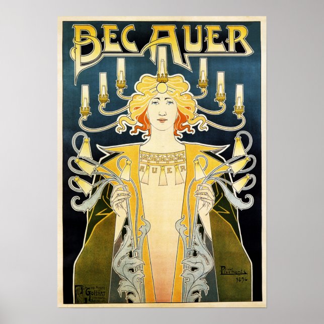 BEC AUER 1896 Incandescent Gas Petrol Light Poster (Framsidan)