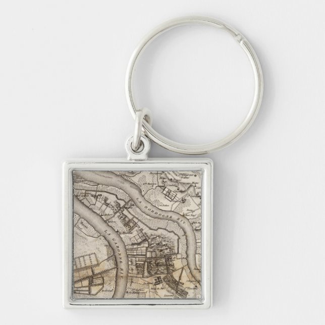 Bec d'Ambes Fyrkantig Silverfärgad Nyckelring (Framsidan)