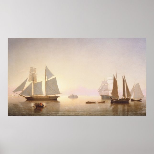 Becalmed - Fitz Henry Lane Fine Art Poster (Framsidan)