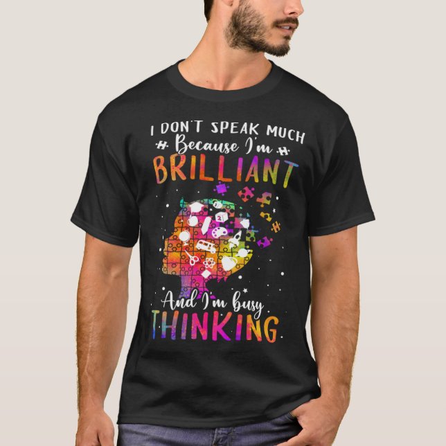 Because I m Brilliant Puzzle Autism Awareness Mont T Shirt (Framsida)
