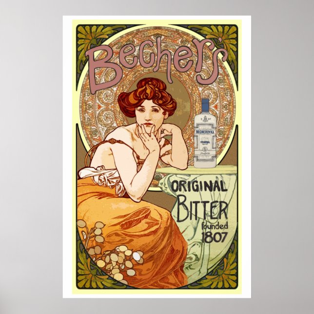 Becher's Bitters, 1807, Art nouveau Poster (Framsidan)