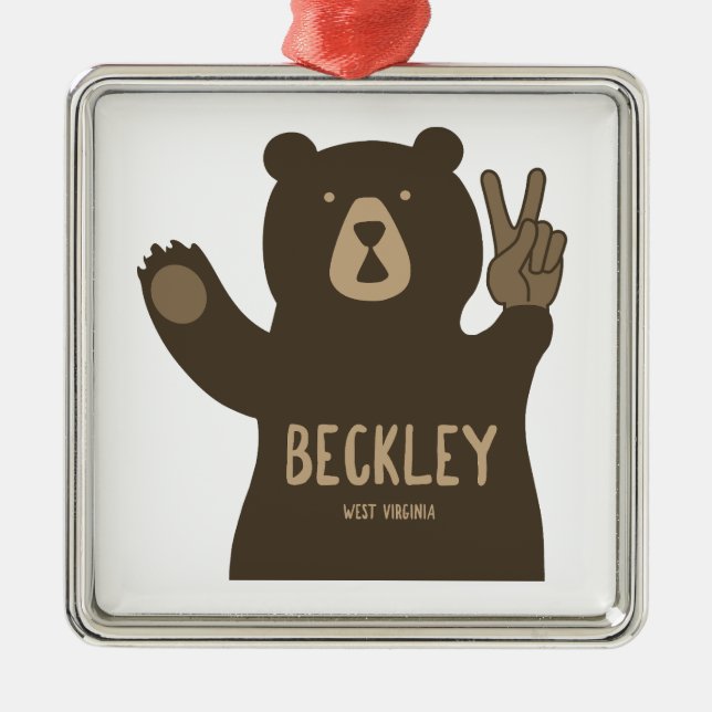 Beckley Väster Virginia Peace Bear Julgransprydnad Metall (Framsidan)