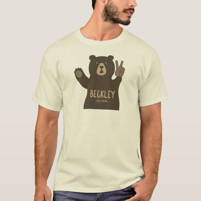Beckley Väster Virginia Peace Bear T Shirt (Framsida)