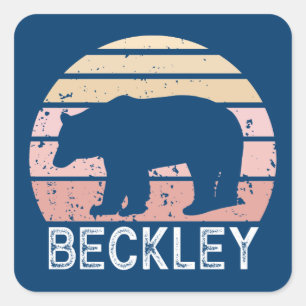 Beckley Väster Virginia Retro Bear Fyrkantigt Klistermärke