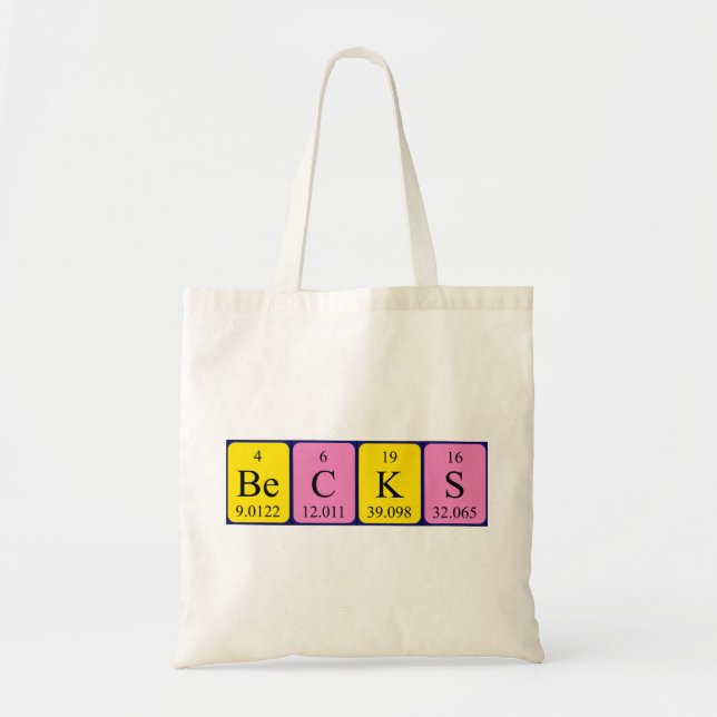 Becks periodiska bord namn tote bag tygkasse (Framsidan)