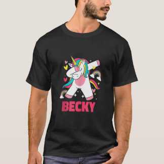 Becky Girl Namn Dabbing Unicorn Rainbow Anpassning T Shirt