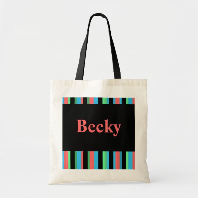 Becky Söt Stripe Tote Bag Tygkasse (Framsidan)