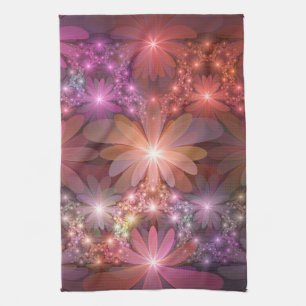 Bed av blommor, färglös shiny-Abstrakt, fractal ko Kökshandduk