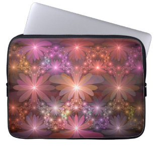 Bed av blommor, färglös shiny-Abstrakt, fractal ko Laptop Fodral