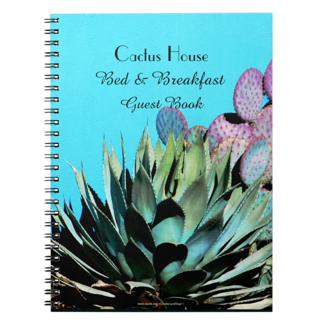 Bed Breakfast B&B Guest Bok Agave Cactus Notebook Anteckningsbok (Framsidan)