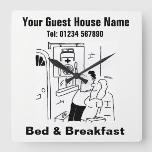 Bed & Breakfast-Tecknad Fyrkantig Klocka