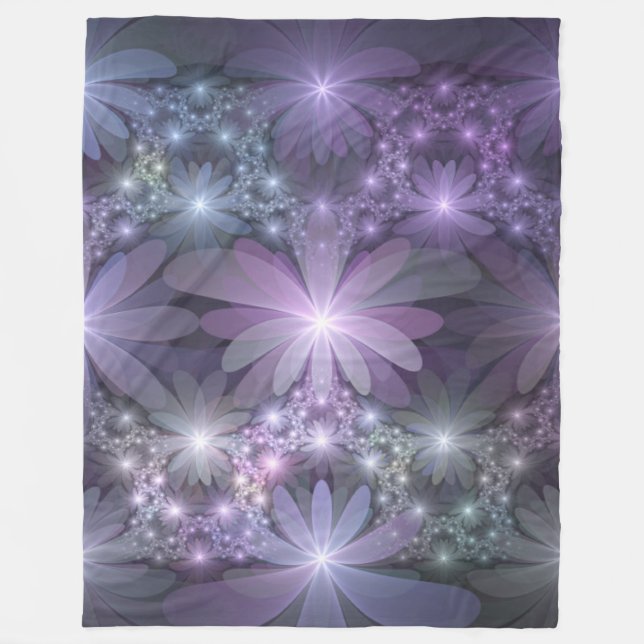 Bed Flowers Trendig Shiny Abstrakt Fractal Art Fleecefilt (Framsidan)