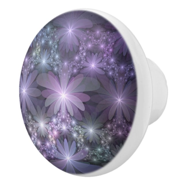 Bed Flowers Trendig Shiny Abstrakt Fractal Art Knopp (Höger)