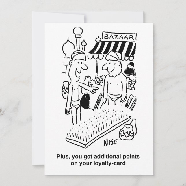 Bed i Nagel på en Bazaar-Tecknad Julkort (Framsida)