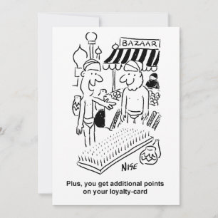 Bed i Nagel på en Bazaar-Tecknad Julkort