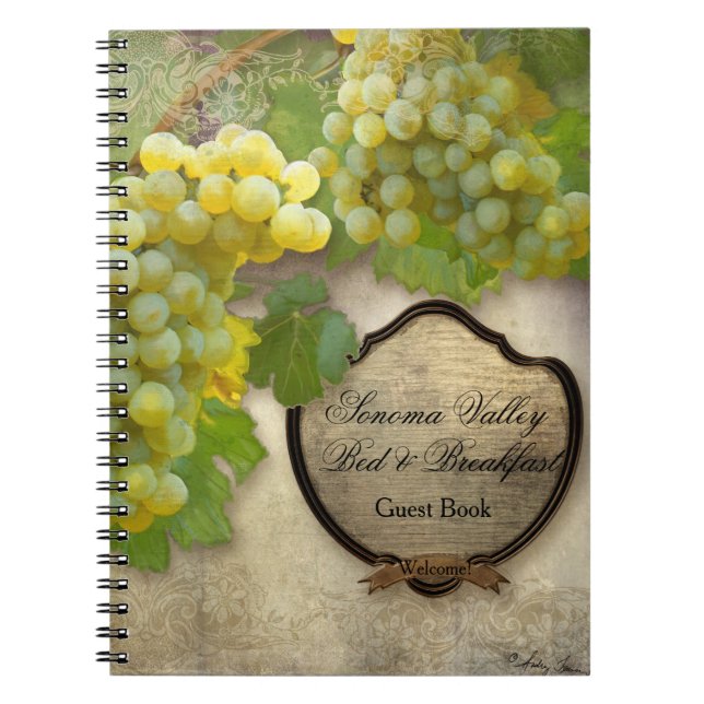 Bed in Breakfast Guest Bok Vin Land Vineyard Anteckningsbok (Framsidan)