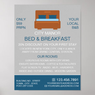 Bed-Logotyp, Bed & Breakfast-inkvarteringsalternat Poster
