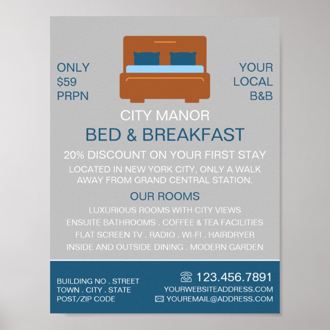 Bed-Logotyp, Bed & Breakfast-inkvarteringsalternat Poster (Framsidan)