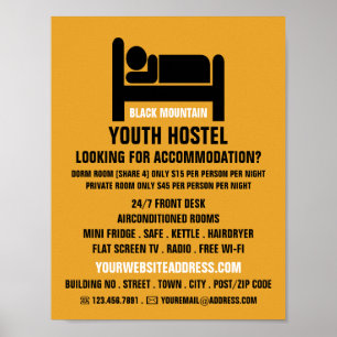 Bed-Logotyp, Bostadskommandonation på hostel Poster