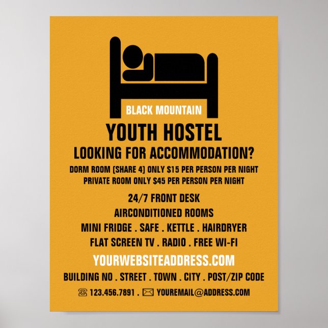 Bed-Logotyp, Bostadskommandonation på hostel Poster (Framsidan)