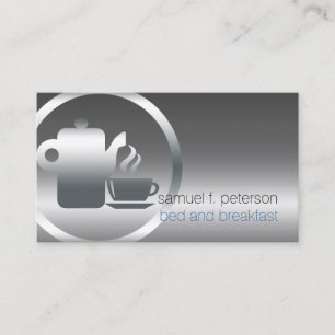 Bed och frukost Chrome Coffee Pot Kopp Icon Food Visitkort