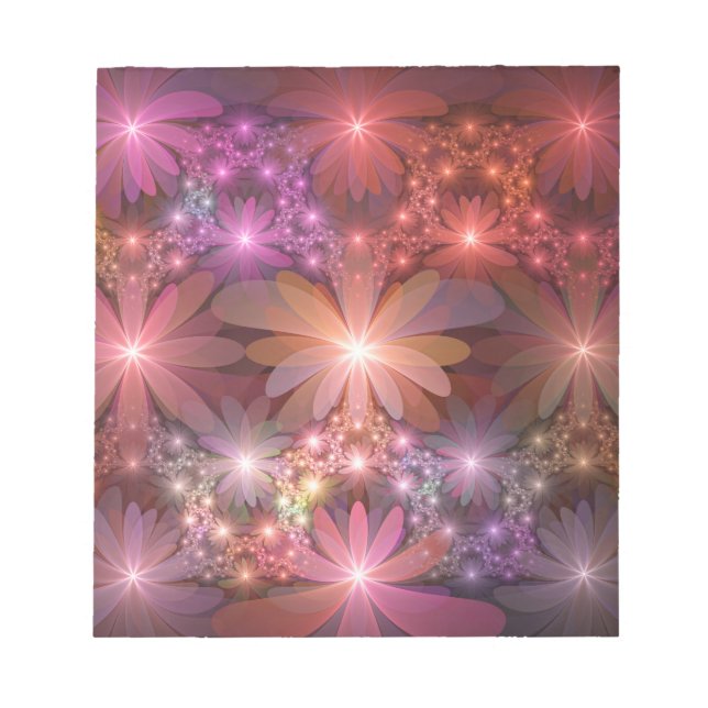 Bed Of Flowers Colorful Shiny Abstract Fractal Art Anteckningsblock (Framsida)