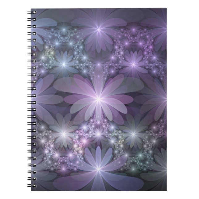 Bed of Flowers Trendy Shiny Abstract Fractal Art Anteckningsbok (Framsidan)