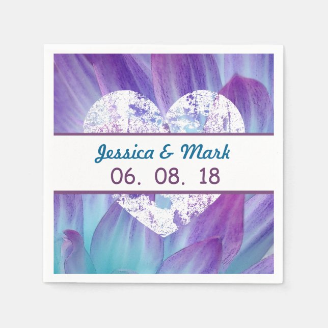 Bedande Blue och Lila Bröllop Dahlia A01X Pappersservett (Framsidan)