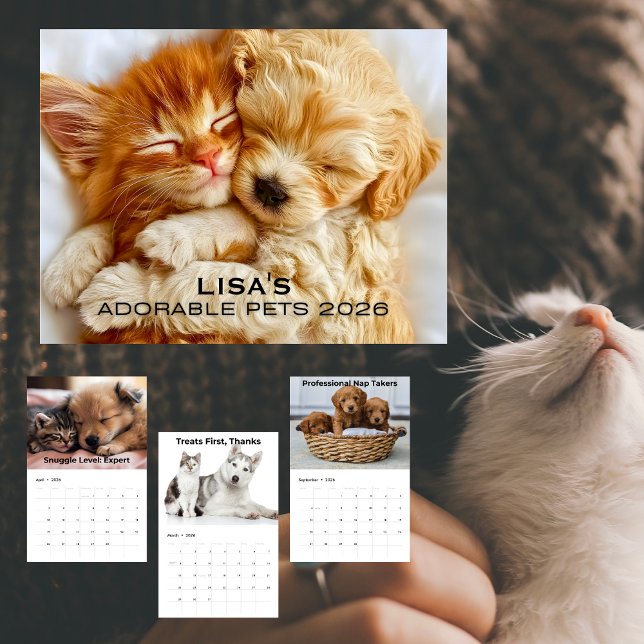 Bedårande 2026 Husdjurskalender Med Namn Kalender (Adorable 2026 Pet Calendar With Name)