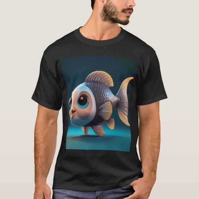 Bedårande 3D Fisk Leka T Shirt (Framsida)