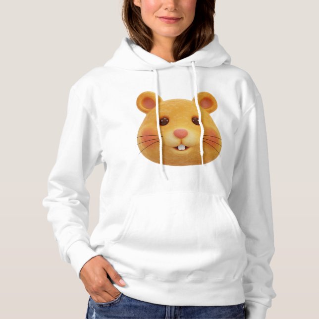 Bedårande 3D Fluffig Orange Hamster Ansikte T Shirt (Framsida)