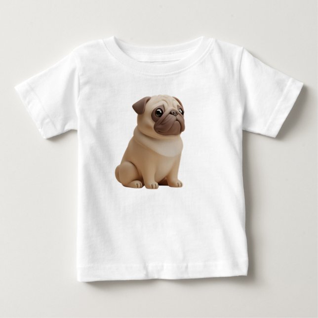 Bedårande 3D stiliserad Pug-hundkaraktär T Shirt (Framsida)