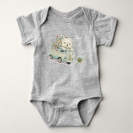 Bedårande akvarell naiv konst hund bil blommor t shirt