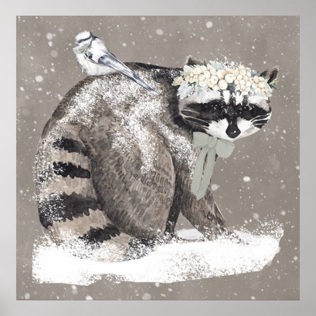 Bedårande akvarell skogs djur konst för barn poster (Framsidan)