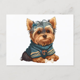 Bedårande akvarell Yorkshire Terrier Valp Vykort