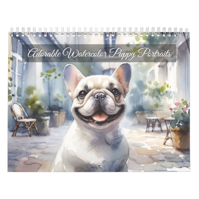 Bedårande akvarellhundporträtt (12 månader) kalender (Omslag)