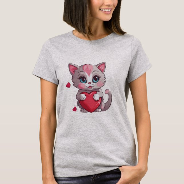 Bedårande Alla hjärtans dags-kattunge T Shirt (Framsida)