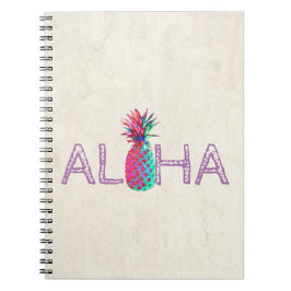 Bedårande Aloha Hawaiiansk Ananas Anteckningsbok Med Spiral