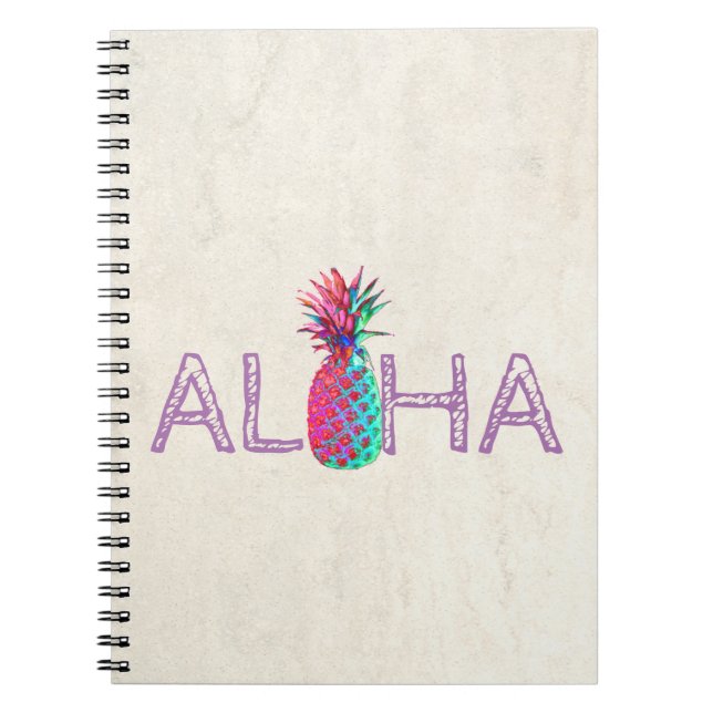 Bedårande Aloha Hawaiiansk Ananas Anteckningsbok Med Spiral (Framsidan)